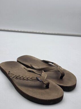 Rainbow Sandals kids Size 2/3 Brown Braided Leather Flip Flop Shoes 4332-0610